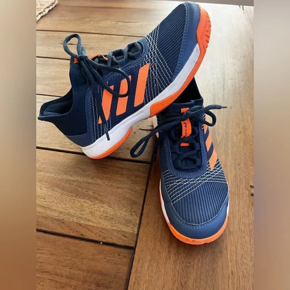 Adidas Kids' Blue and Orange Sneakers; Size 3.5 but fits women’s Size 5 too!
